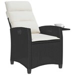 vidaXL Chaise de jardin inclinable avec table d'appoint noir polyrotin