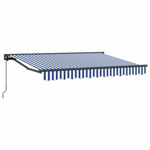 vidaXL Auvent rétractable manuel Bleu et Blanc 2 5 x 2 m