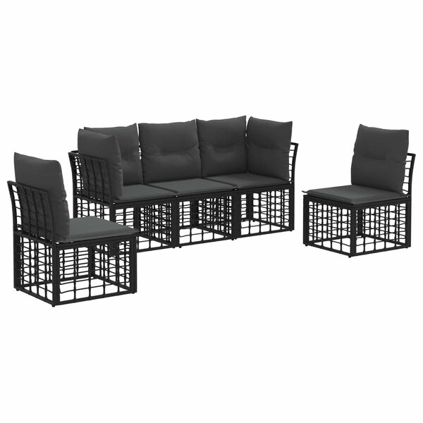 vidaXL Ensemble de canapés d'extérieur Noir Polyester