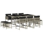 vidaXL Ensemble à manger de jardin 11Pièces avec coussins gris poly rotin