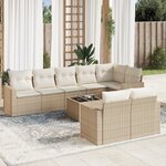 vidaXL Salon de jardin avec coussins 9 Pièces beige résine tressée