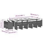 vidaXL Ensemble à manger de jardin 15 Pièces coussins noir résine tressée