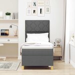 vidaXL Lit à ressort LED avec matelas Gris foncé 80 x 200 cm tissu