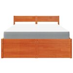 vidaXL Lit avec tiroirs/matelas cire marron 140x190 cm bois massif pin