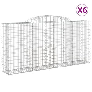 vidaXL Paniers à gabions arqués 6 Pièces 300x50x140/160 cm fer galvanisé