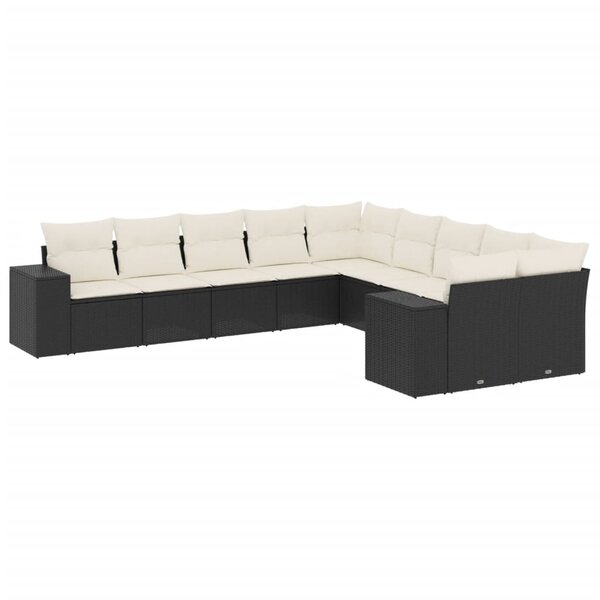 vidaXL Salon de jardin 10 Pièces avec coussins noir résine tressée