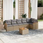vidaXL Salon de jardin avec coussins 7Pièces mélange beige résine tressée