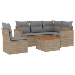 vidaXL Salon de jardin avec coussins 6 Pièces beige résine tressée