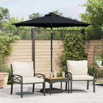 vidaXL Parasol de jardin avec LED mât en acier noir 225x225x212 cm