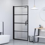 vidaXL Porte de douche 91x195 cm Verre trempé demi-dépoli Noir