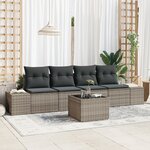 vidaXL Ensemble de canapé de jardin 5 pièces avec coussins gris poly rattan