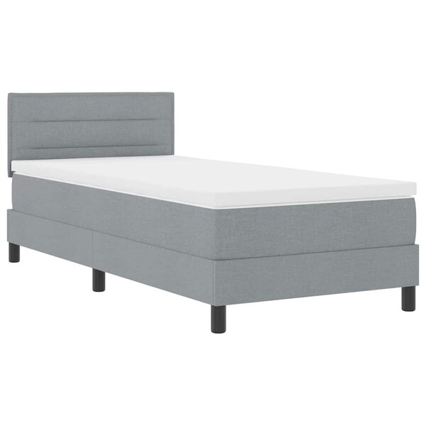 vidaXL Lit à sommier boxspring avec matelas gris clair 90x200 cm en tissu