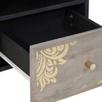 vidaXL Meuble TV avec étagère Gris et or Bois de manguier massif