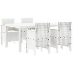 vidaXL Ensemble de Salle à Manger de Jardin de 5 Pièces Blanches Poly Rattan