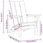 vidaXL Chaise Adirondack pliante bleu marine  74.5x80.5x90 cm en HDPE.