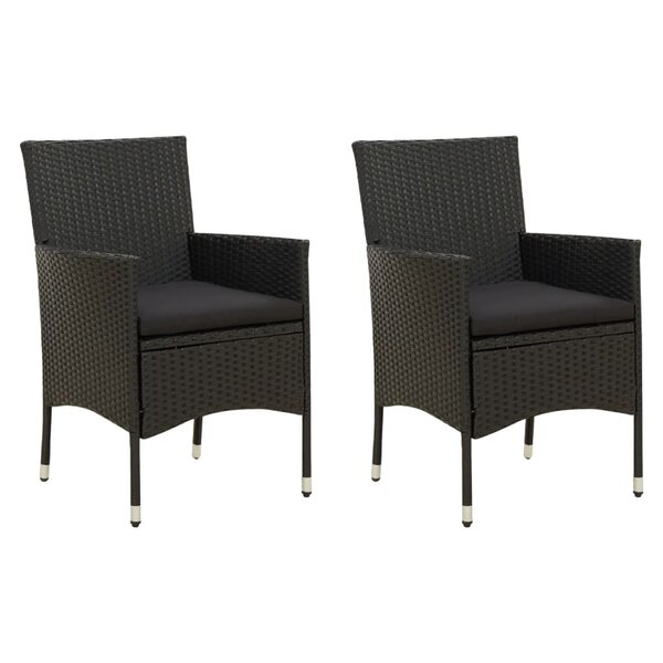 vidaXL Chaises de jardin lot de 2 avec coussins Résine tressée Noir