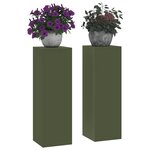 vidaXL Support de Plante 2 Pièces Vert olive 24 x 24 x 75 cm Acier