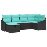 vidaXL Ensemble de Canapés avec coussin 6 Pièces Noir polyrotin