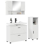 vidaXL Ensemble de mobilier de salle de bain 3 Pièces Blanc brillant