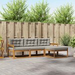 vidaXL Ensemble de canapés d'extérieur 4 pc Gris Naturel et Clair