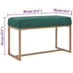 vidaXL Banc 80 cm Vert Velours