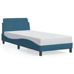 vidaXL Cadre de lit et tête de lit sans matelas bleu 90x200 cm velours