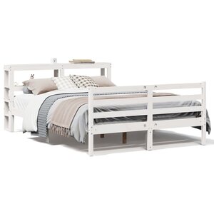 vidaXL Cadre de lit sans matelas blanc 140x190 cm bois de pin massif