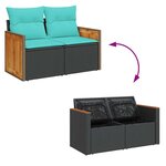 vidaXL Salon de jardin 7 Pièces avec coussins noir résine tressée