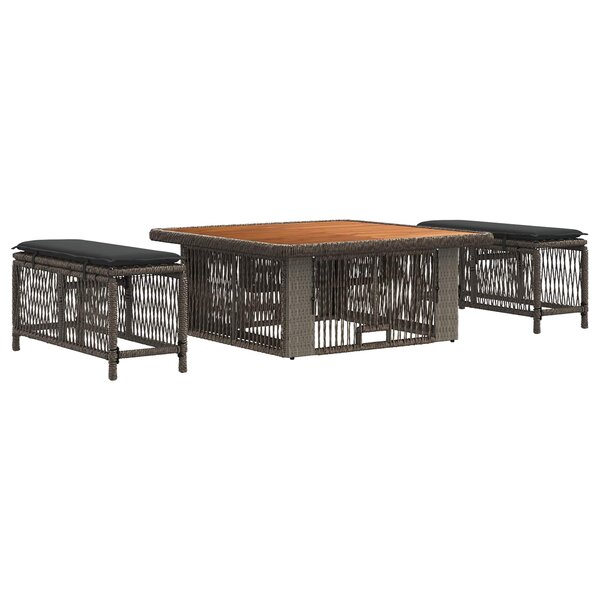 vidaXL Ensemble de salle à manger pour jardin 3 pc Gris et Gris foncé