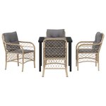vidaXL Set de salle à manger de jardin de 5 pièces avec coussins beige en poly rattan