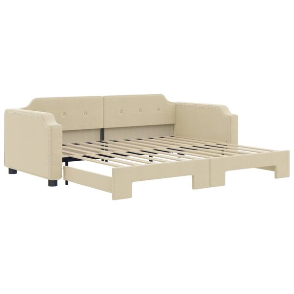 vidaXL Lit de jour avec lit gigogne crème 100x200 cm tissu
