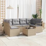 vidaXL Ensemble de canapé de jardin 7 Pièces Beige  Gris 55 x 55 x 37 cm