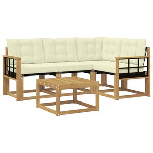 vidaXL Ensemble de canapés d'extérieur 5 pc Blanc et crème