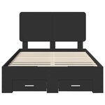 vidaXL Cadre de lit avec tiroir Noir 135 x 190 cm Bois d'ingénierie