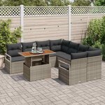 vidaXL Ensemble de canapé de jardin 9 Pièces Gris Poly rotin