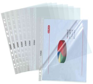 Pack de 100 Pochettes perforée A4 Grainé 0,55 m Ouverte Haut et Coté HERLITZ