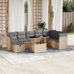 vidaXL Salon de jardin avec coussins 9 Pièces beige résine tressée