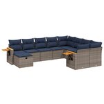 vidaXL Salon de jardin 10 Pièces avec coussins gris résine tressée