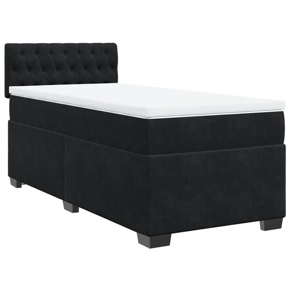 vidaXL Sommier à lattes de lit et matelas Noir 80x200 cm Velours