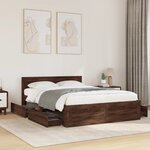 vidaXL Cadre de lit et tête de lit sans matelas chêne marron 120x200cm