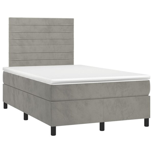 vidaXL Sommier à lattes de lit et matelas gris clair 120x190cm velours