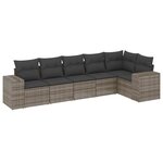 vidaXL Salon de jardin 6 Pièces avec coussins gris résine tressée