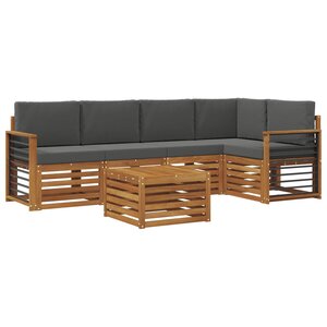 vidaXL Ensemble de canapés d'extérieur 6 pc Naturel et Anthracite