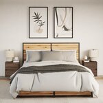 vidaXL Tables de chevet murales avec lumières LED 2 Pièces chêne marron