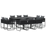 Ensemble de salle à manger de jardin de 13 pièces avec coussins en acier et poly rotin
