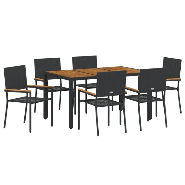 Ensemble de Salle à Manger de Jardin de 7 pièces vidaXL Rattan Poly Noir