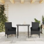 vidaXL Chaises de jardin avec coussins lot de 2 noir résine tressée