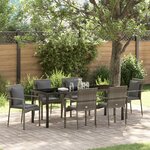 vidaXL Ensemble de Salle à Manger de Jardin 7 Pièces avec Coussins Gris Poly Rattan