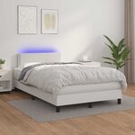 vidaXL Sommier à lattes de lit matelas LED blanc 120x190 cm similicuir
