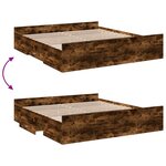 vidaXL Cadre de lit avec tiroirs sans matelas chêne fumé 200x200 cm